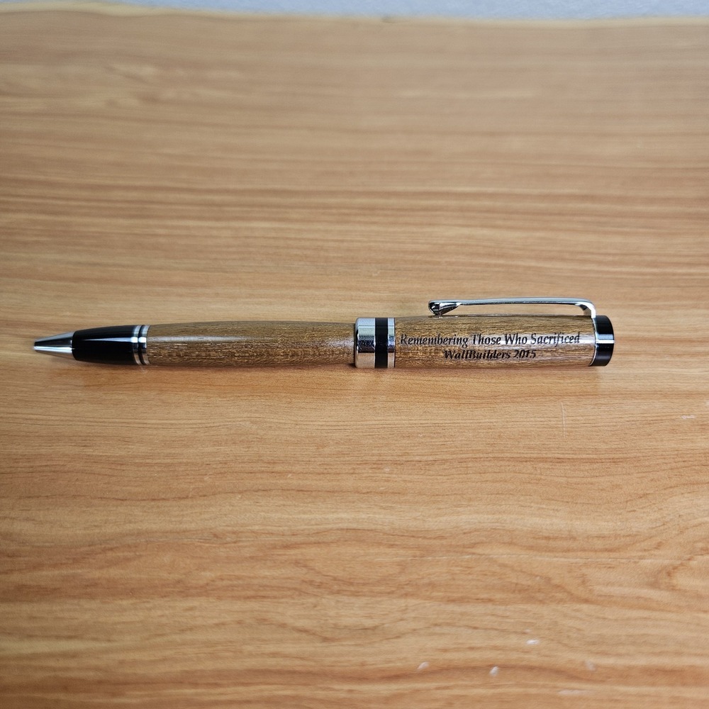 Wooden Ballpoint Pen World War II WallBuilders 2015 Commemorative Black Ink Work